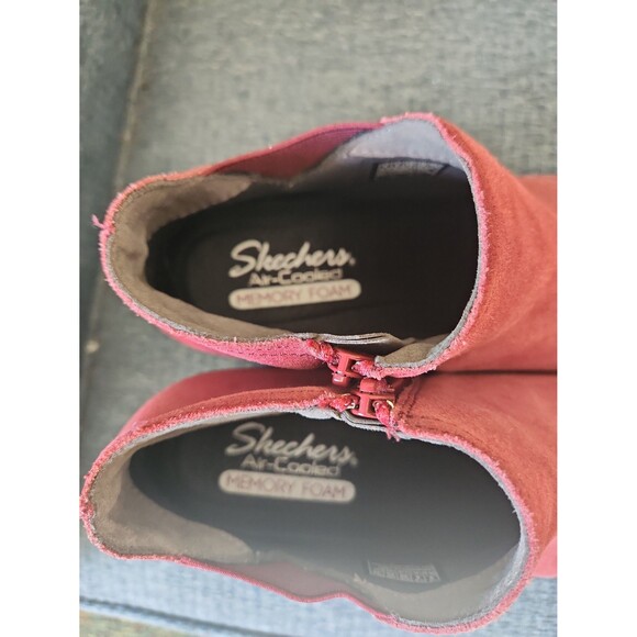 Skechers Women's Parallel Ditto Suede Wedge Heel Ankle Boots Size 9 Burgundy Red - Picture 5 of 9